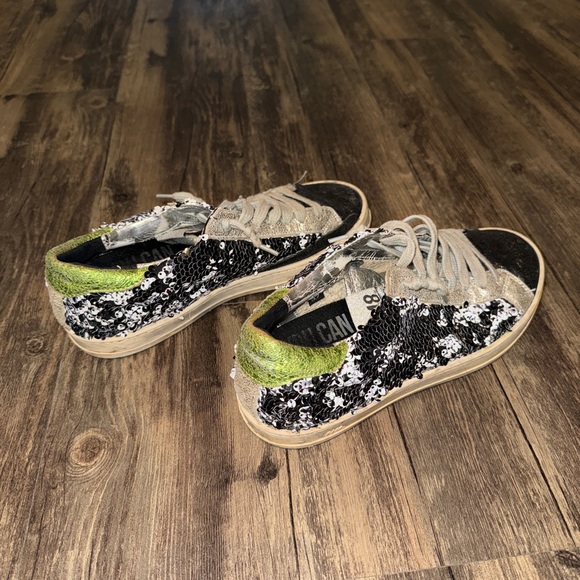 P448 Women's Silver and Black Sequin Sneakers - Picture 5 of 8